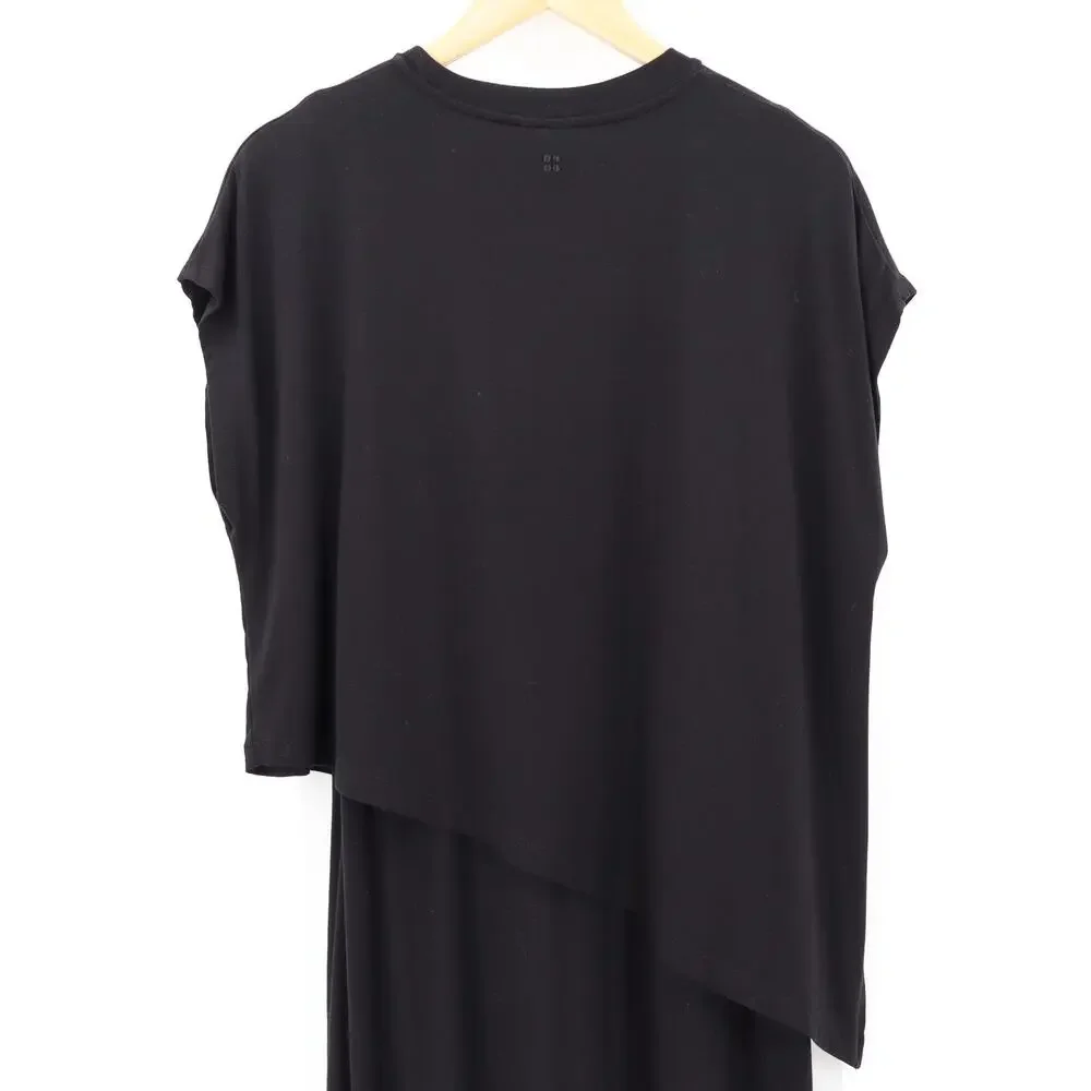 Sweaty Betty Mellow Midi Dress Sz M Black Asymmetrical Viscose Blend Minimalist - Picture 4 of 8